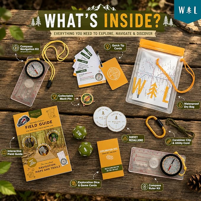 Navigation Trailblazer Adventure Kit New | Includes a map skills guide and waterproof dry bag, a STEM toy set for wayfinding skills, fun for adults and Kids ages 8+