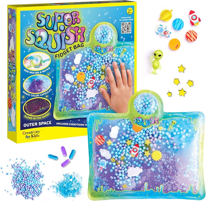 Creativity for Kids Super Squish Fidget Bag: Outer Space - DIY Craft Kits for Boys and Girls, Sensory Toys, Galaxy Slime Space Toys and Gifts for Kids (Ages 6+)