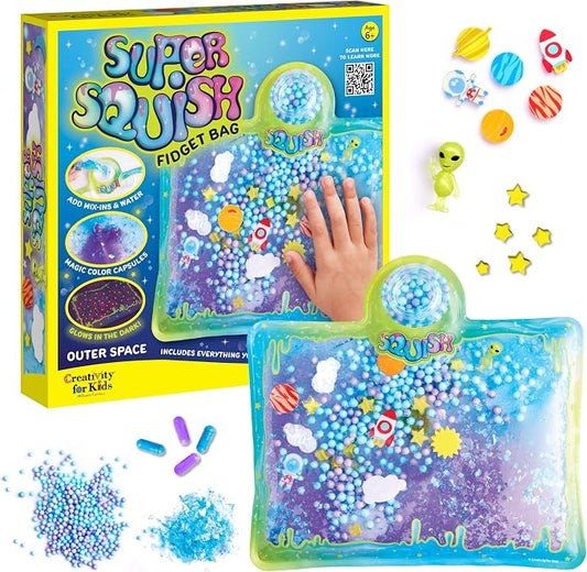 Creativity for Kids Super Squish Fidget Bag: Outer Space - DIY Craft Kits for Boys and Girls, Sensory Toys, Galaxy Slime Space Toys and Gifts for Kids (Ages 6+)