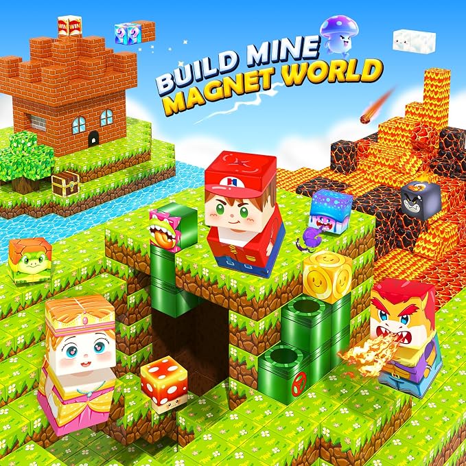 Magnetic Blocks Building Toys, Mine Magnet World Game Set for Kids Ages 4-8 5-7 6-8, STEM Sensory Magnetic Toys for Toddlers, Gift for 3+ Year Old Boys Girls