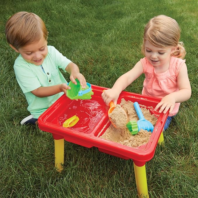 Kidoozie - Sand 'n Splash Activity Table | Scoop, pour and build at stand-up height - dual sensory bins with a cover for backyard mornings or playroom days, Ages 2+