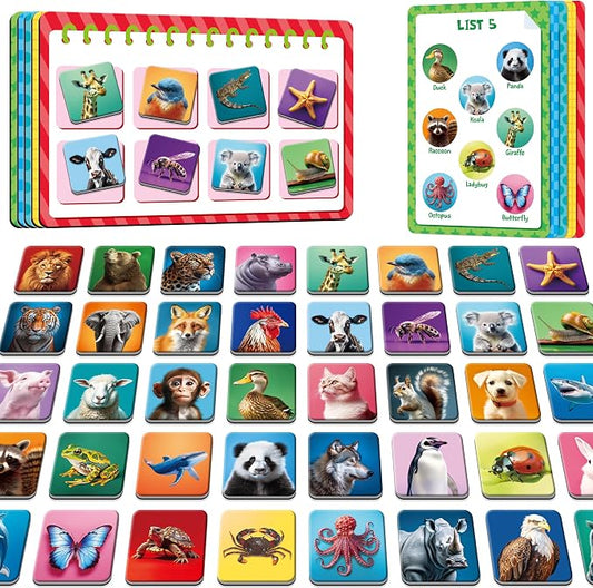 SpriteGru Magnetic Animal Matching Game, Funny Animals Learning Game, Race to Collect Your Lists Educational Toy for Boys & Girls at Home