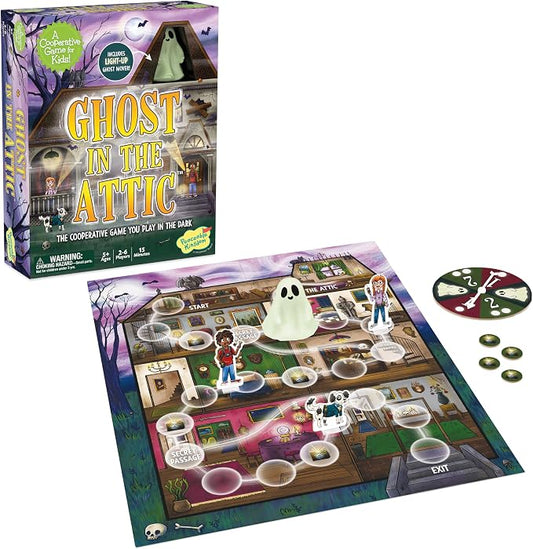Peaceable Kingdom Ghost in the Attic - Cooperative Board Game for Family Game Night – Unique Glow-in-the-Dark Board Game - Great for Kids Ages 5 & Up