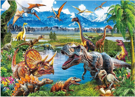BenBen 100 Pieces Puzzles for Kids Ages 4-6, Dinosaur Learning Puzzles | Dino Puzzles for Kids Ages 6-8, Educational Jigsaw Puzzles for Toddlers 3-5, Screen-free Educational Toy Gifts for Boys Girls