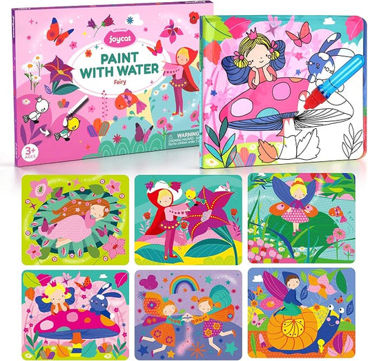 JoyCat Paint with Water Coloring Book for Toddlers, Reusable (Fairy) | Water Coloring Books with Water Pens, No Mess Travel Toy for Kids to Develop Creativity,Educational Learning Kits Gifts