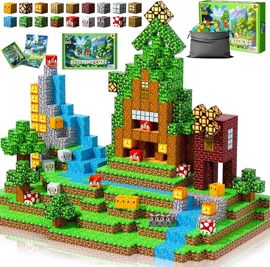 Enjoyjoy 300 PCS Magnetic Building Blocks - Montessori Stacking Construction Sensory Toys Magnets Cubes for STEM for Kids Ages 4-8 Boys Girls Christmas Birthday Gifts