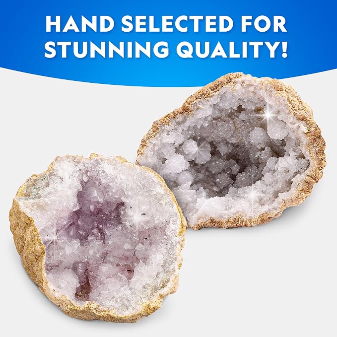 National Geographic Break Open 2 Jumbo Geodes Science Kit for Kids | 2 Large Natural Geodes, Real Crystals Inside, Safety Goggles, Break-Open Geology Activity, Earth Science, Birthday Gift