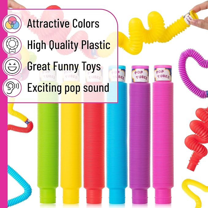 Mr. Pen- Pop Tubes Sensory Toys, 6 Pack, Large, Pop Tubes