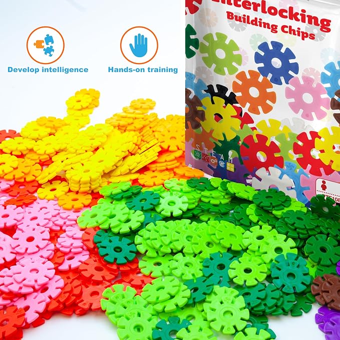 PicassoTiles Building Chip Interlocking Disc Construction Blocks in Green Color STEM Learning Early Education Toy Engineering Playset Child Brain Development for Toddlers Girls Boys Kids Age 3+ PTF108