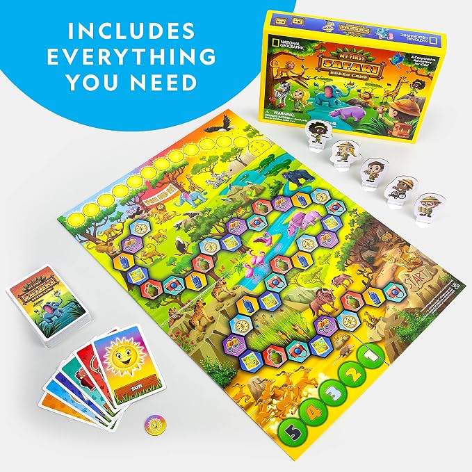 National Geographic My First Safari Cooperative Board Game for Kids | Cooperative Animal Game, Family Game Night, Easy Preschool Play, Kids and Adults, Safari Learning, Ages 4-6