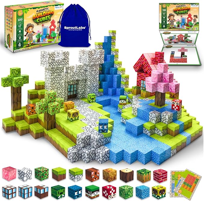 Magnetic Blocks, Magnetic Building Blocks for Kids, Building Blocks for Girls and Boys, Building Toys, Toddler Toys, Building Game Sensory Kids Ages 4 5 6 7 8 9, 100 Pcs | Building Toys, Toddler Toys, Building Game Sensory Kids, Open-ended construction