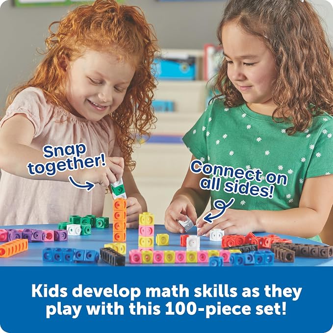 Learning Resources MathLink Cubes - Set of 100 Cubes, Ages 5+ Kindergarten, STEM Activities, Math Manipulatives, Homeschool Supplies, Teacher Supplies | Linking Cubes, Classroom Essentials, Kids Counting Blocks for Classroom, Math Manipulatives Kinderg...