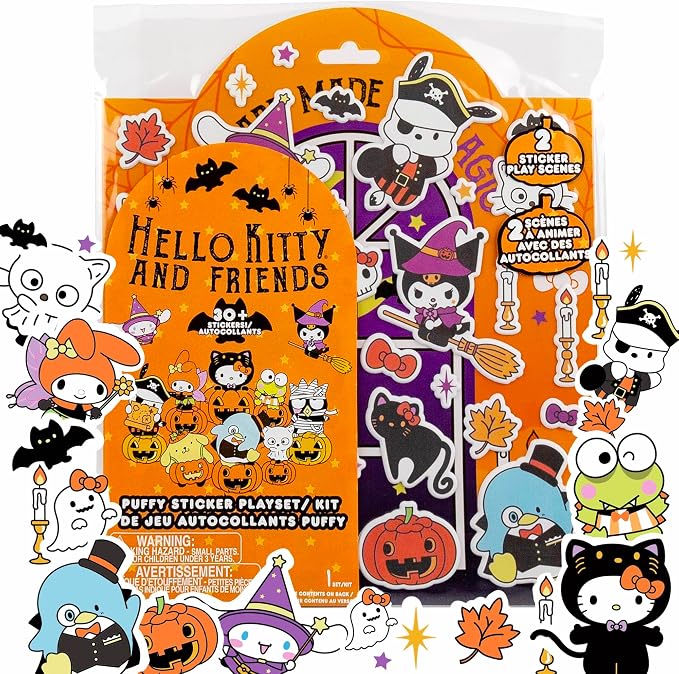 Horizon Group USA Puffy Sticker Playset for Kids, Hello Kitty Halloween