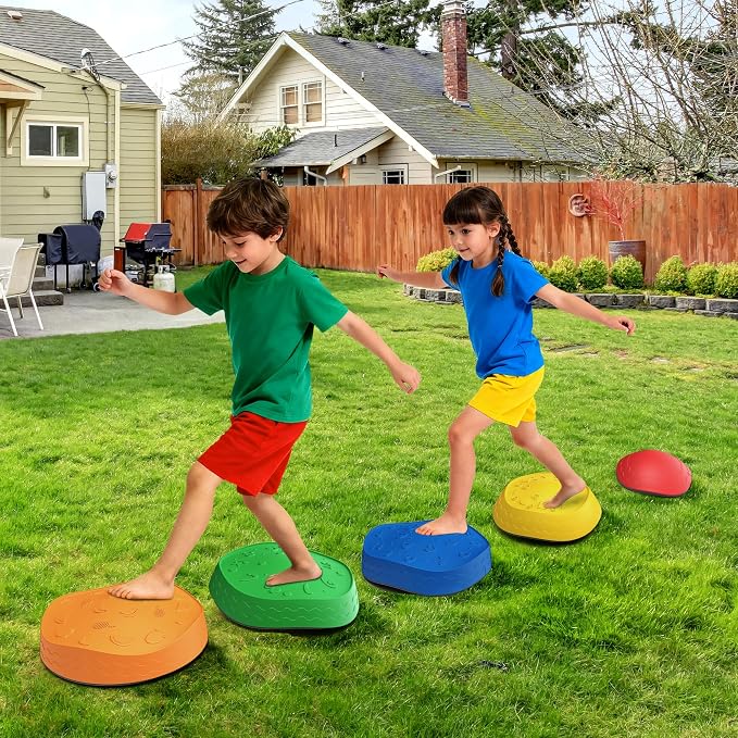 Stepping Stones for Kids – Sensory Balance toddlerToy | 5 Pack Non-Slip Indoor & Outdoor Stepping Stones ,Coordination ,Garden & Obstacle Course Equipment, Gift for Toddlers 3-6