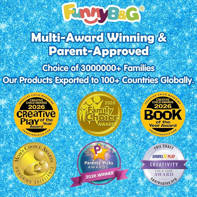 FUNNYB&G Foil Art Craft Kit for Kids, Sparkly Birthday Gift Toy for Kids | No Mess, Kids Ages 4-10 Create Sparkling Artwork, A Creative Gift for Birthdays, Holidays, Travel Activities,Screen-Free Fun