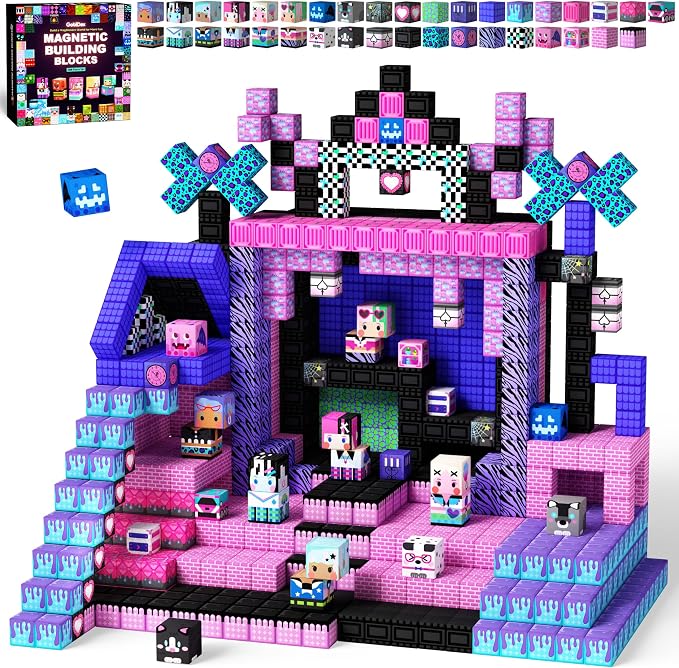 GobiDex 200PCS Magnetic Building Blocks Band Stage with Figures for Girl 3+ | Birthday Gift, STEM Sensory, Creative Play, Compatible, 0.8-inch, Safe & Durable, With Storage Box, 200PCS, Classroom Fun