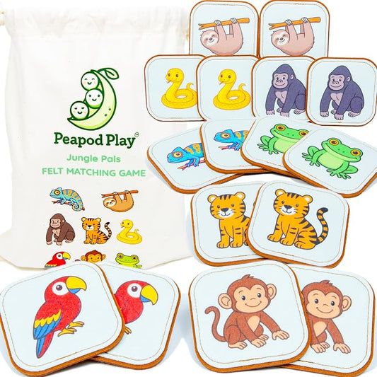 Felt Jungle Matching Game for Toddlers – Wild Animal Memory Game & Flash Cards – Soft and Safe for Ages 1+ – Montessori Preschool Learning Activity – Educational Jungle Toy for Boys & Girls