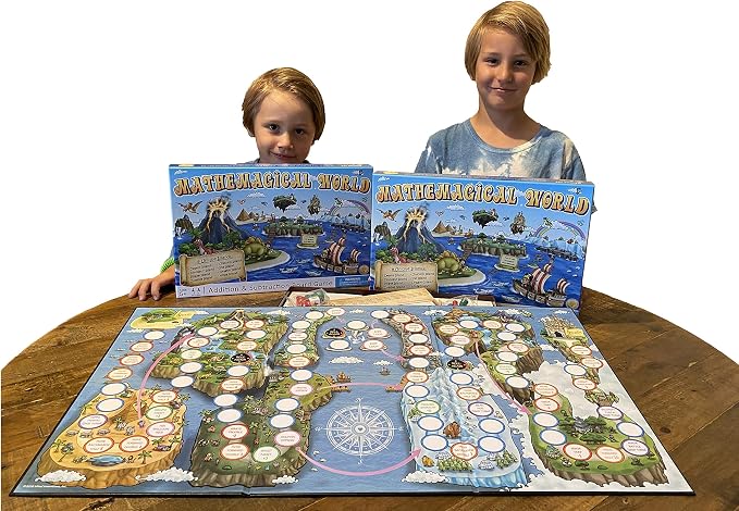 Mathemagical World - Addition & Subtraction Math Board Game for Kids, 2-4 players, Ages 5+ and Perfect for Homeschool, Kindergarten, Pre-k, and Gifted & Talented Prep