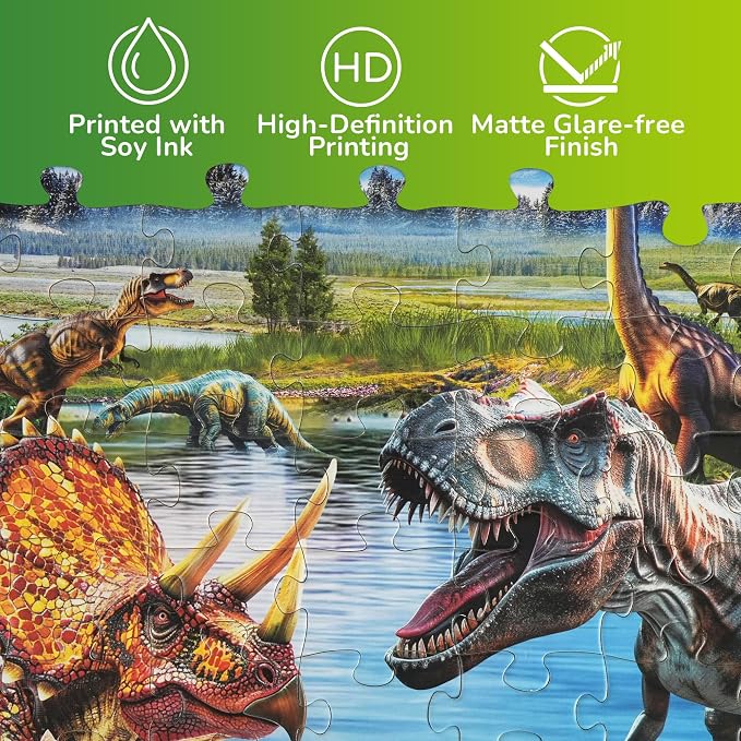BenBen 100 Pieces Puzzles for Kids Ages 4-6, Dinosaur Learning Puzzles | Dino Puzzles for Kids Ages 6-8, Educational Jigsaw Puzzles for Toddlers 3-5, Screen-free Educational Toy Gifts for Boys Girls