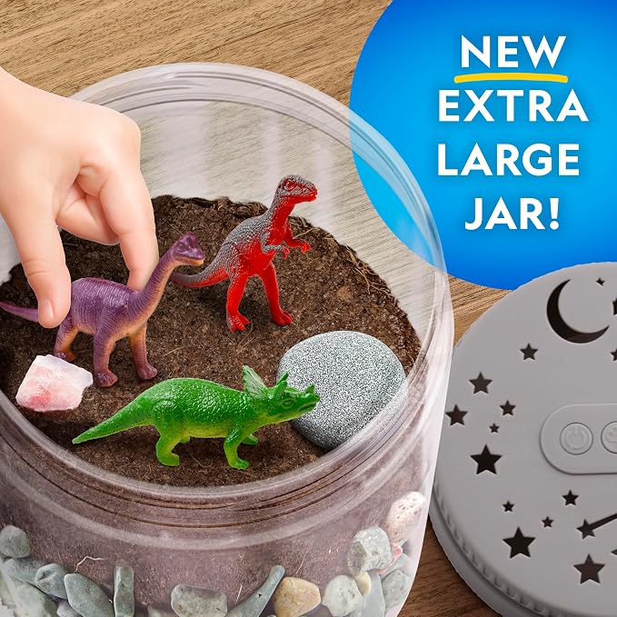 National Geographic Light-Up Dinosaur Terrarium Science Kit for Kids | Multicolor Light, Real Plants, Dinosaur Habitat, Real Gemstones, DIY Nature Activity, Science Learning Toy, Birthday Gift