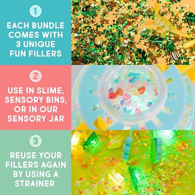 Glo Pals Fun Fillers, Sensory & Mini Toys for Kids, Zoo Crew, 3 Pack | Reusable Sensory Fillers For Slime, Jars, Bins and Dough, Sparks Imagination for Toddler and Kids