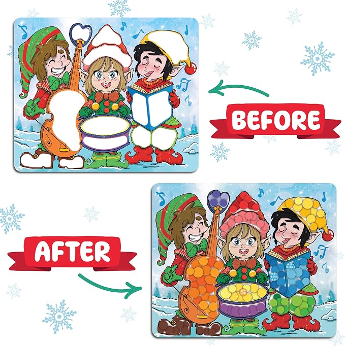 Christmas Dot Art Activity for Kids - Holiday Theme Stickers for Toddlers | Christmas Special DIY Craft Kit, Stocking Stuffers, Christmas Gift for Boys & Girls Ages 3, 4, 5, 6, 7 Year Old - Funcils