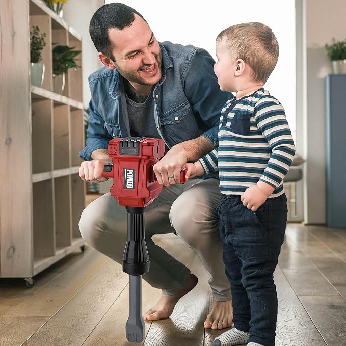 Toy Choi's Kids Jackhammer Toy Drill with Realistic Vibration & Sound | Safe Plastic, Goggle & Mask Included, Pretend Play, Kids Construction Toys for Boys Girls Aged 3-5,4-7