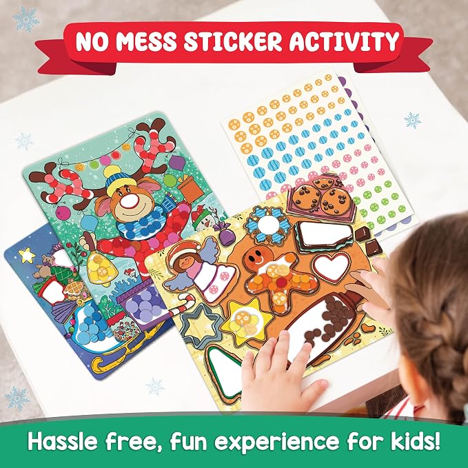 Christmas Dot Art Activity for Kids - Holiday Theme Stickers for Toddlers | Christmas Special DIY Craft Kit, Stocking Stuffers, Christmas Gift for Boys & Girls Ages 3, 4, 5, 6, 7 Year Old - Funcils