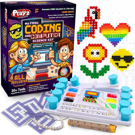 Playz Coding Learning kit, Educational Science Kits for Kids Age 8-12 | Computer Coding for kids STEM Activities Kit, kids Programming Coding Toys Gifts, DIY Technology STEM kit