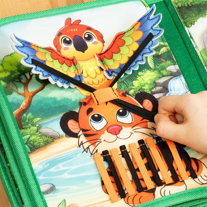 Busy Book for Toddlers – Interactive Felt Quiet Book with Narrated Story & Song – Montessori Busy Board Book – Educational Gift & Travel Toy – Sensory Activity for Car Seat, Car Ride & Airplane Travel