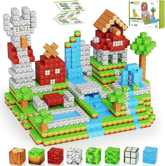 Magnetic Blocks 103PCS 1 inch Magnetic Building Blocks, Magnet Tiles Stacking Cubes Toy for Kids Build Forest World Set, STEM Game Toys for Boys Girls Age 3 4 5 6 7 8 Year Old Christmas Birthday Gifts