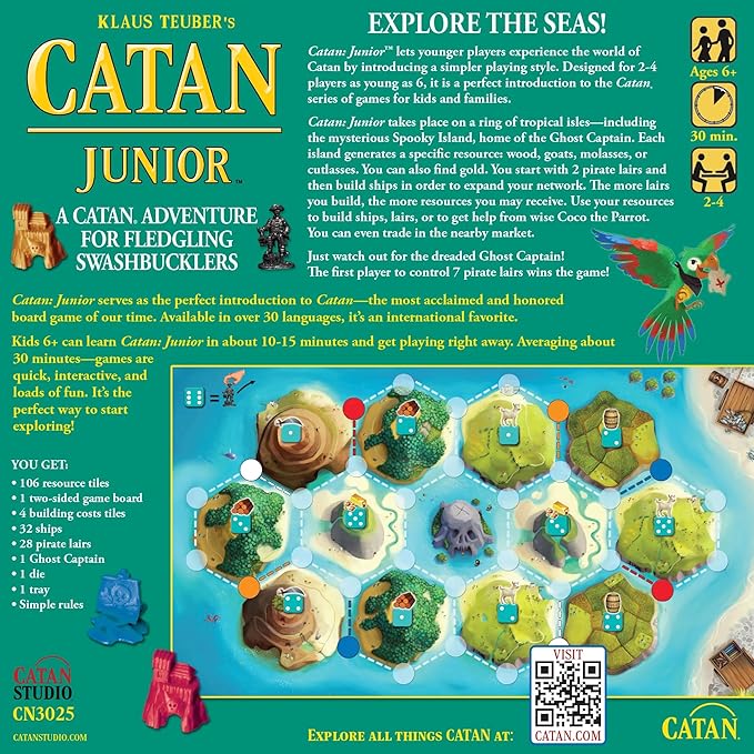 CATAN Junior Board Game - Swashbuckling Adventure for Young Pirates! Strategy Game, Fun Family Game for Kids and Adults, Ages 6+, 2-4 Players, 30 Minute Playtime, Made by CATAN Studio | Swashbuckling Adventure for Young Pirates, Strategy Game, Fun Fami...