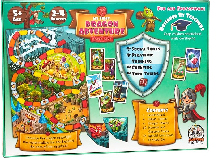 JH5 My First Dragon Adventure Board Game for Kids Ages 5+, Family Game | Introduction to fantasy adventure for kids. Easy to learn, exciting hands-on dragon fun, perfect for family game night.