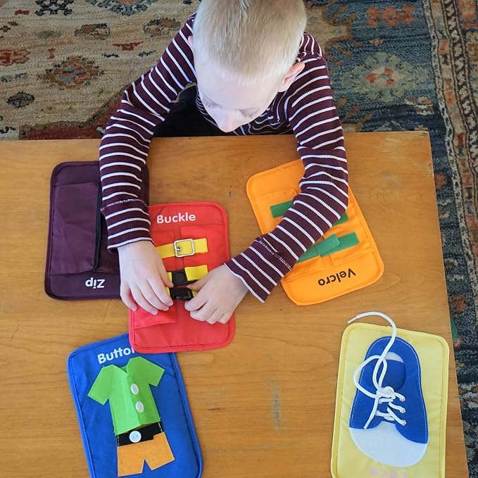Learning to Dress Busy Board, Montessori Fine Motor Toy for Toddlers
