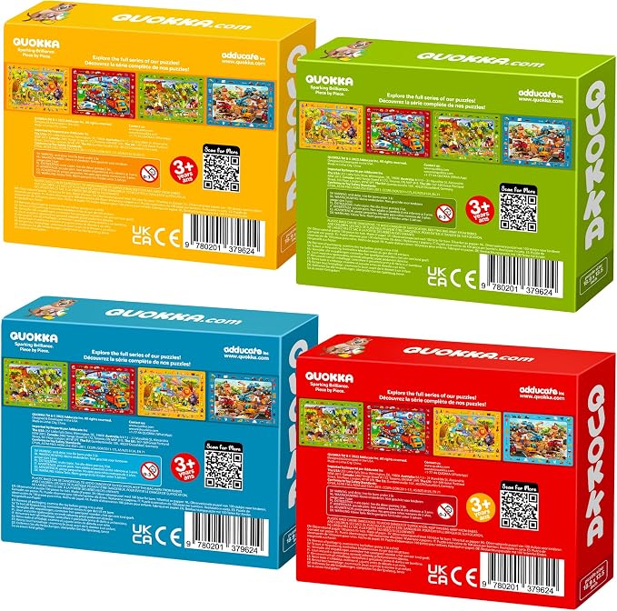 100 Piece Puzzles for Kids Ages 4-6 - 4 Jigsaw Kids Puzzles Ages 6-8 | Search and Find Educational Kids Puzzles Ages 5-8 with Animals and Cars – Toddler Learning Toy Gift for Boys and Girls