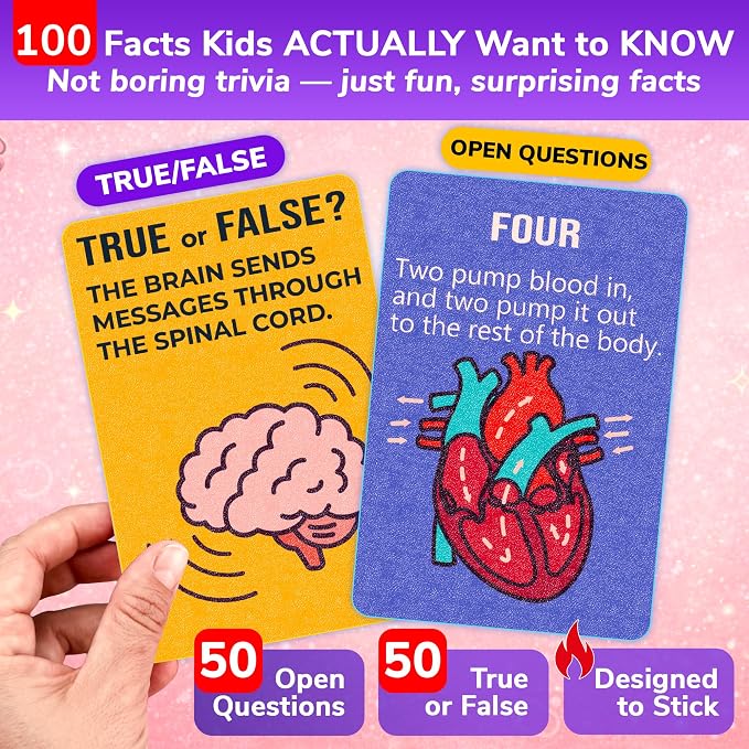 QUOKKA Trivia Games for Kids – Human Body Facts & Anatomy – Fun Card Game for Family Game Night – Educational Trivia Cards for Kids, Family and Adults – Travel Games Gift for Teenage Boys & Girls 4-8