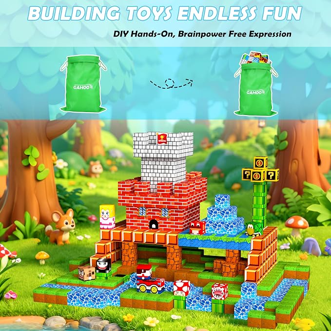 Magnetic Blocks, 220PCS Magnetic Building Blocks Tiles for Kids Aged 3-10 | 3D Magnetic Building Blocks, STEM Sensory Construction Toy, Magnetic Building Game, Ideal Birthday Gift for 3-10 Year Old Kid