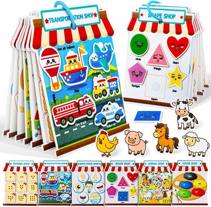 Activity Books for Toddlers 1-3|Felt Montessori Busy Book Learning Toys | Educational Busy Board for Toddlers 2-4|Preschool Color Sorting Toys for 2 year old|Sensory Baby Travel Toys Boys Girls Gift