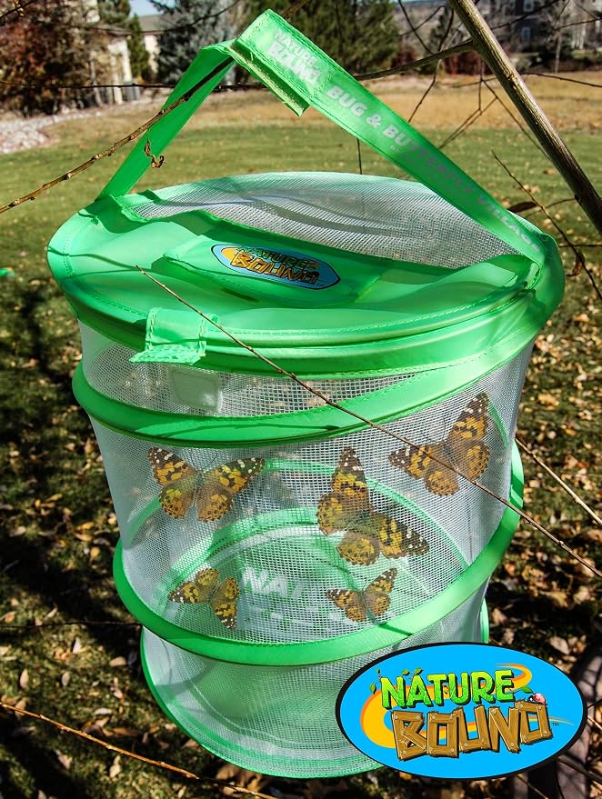 Nature Bound Butterfly Growing Kit - Live Caterpillar to Butterfly Project for Kids - Includes Voucher for Caterpillars, Green Pop-Up Enclosure, and STEM Learning Guide (Original Design)