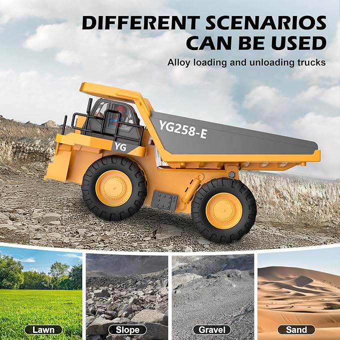 Remote Control Dump Truck RC 1/20 Fully FunctionalEngineering Vehicle, 9 Channel Dump Truck Toy 2.4Ghz with Lights andSounds, for Kids Aged