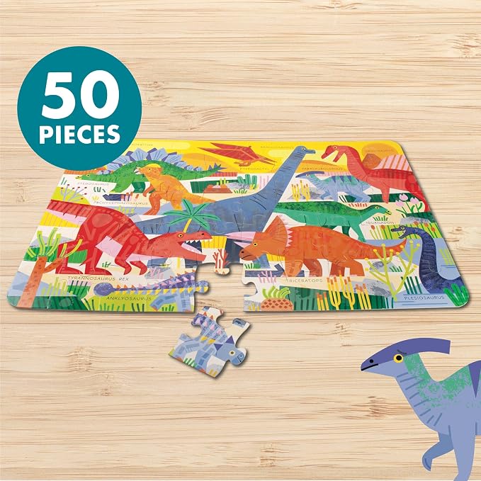 Chuckle & Roar - 50 Piece Dinosaur Floor Jigsaw Puzzle for Kids Ages 4-8 | Glow in the Dark, Dinosaur Large Pieces,3ft x 2ft giant format, Educational,Fine Motor Skills, Giftable