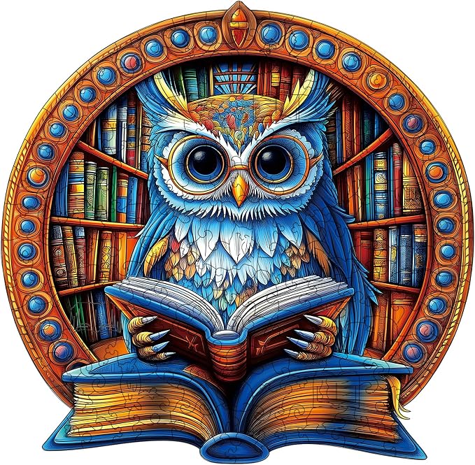 Unique Wooden Puzzles for Adults, Book Owl Puzzle 200 Pieces, Animal Shaped Wood Puzzles Adult, Wooden Jigsaw Puzzles for Adults, Family Games for Kids and Adults