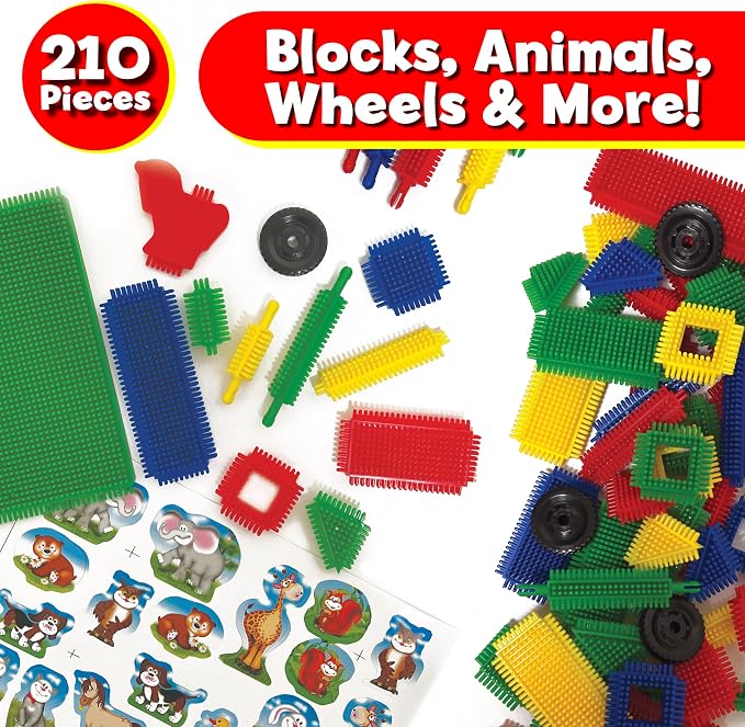 Ryan's Room Thistle Blocks – STEM Toys Building Blocks – Innovative Building Toys for Toddlers 3-5 – 210 Pieces Colorful, Chunky Interlocking Construction Set | 210 interlocking pieces, Colorful chunky blocks, Creative construction, Problem-solving ski...