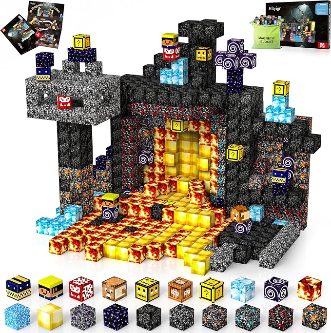 Magnetic Blocks Toys for Kids Age 3+, Cave World, 150PCS | Magnetic Building Cube, Construction Toys for Boys & Girls Age 3-4 5 6 7 8-12, Sensory Tiles Building Gift for Birthday