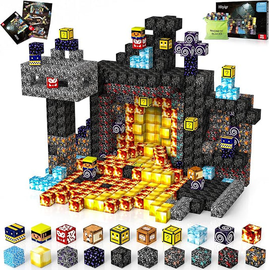 Magnetic Blocks Toys for Kids Age 3+, Cave World, 150PCS | Magnetic Building Cube, Construction Toys for Boys & Girls Age 3-4 5 6 7 8-12, Sensory Tiles Building Gift for Birthday