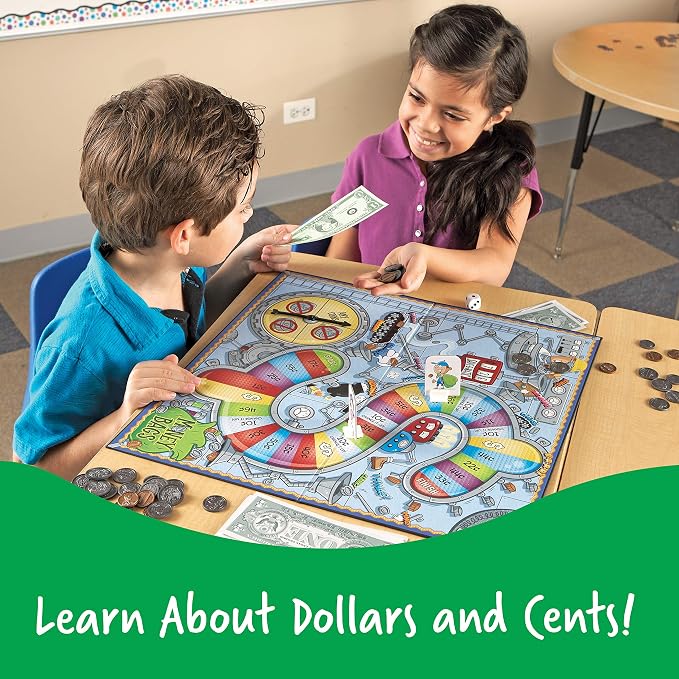Learning Resources Money Bags Math Game - Classroom Math Games, Financial Literacy for Kids, Counting Board Game