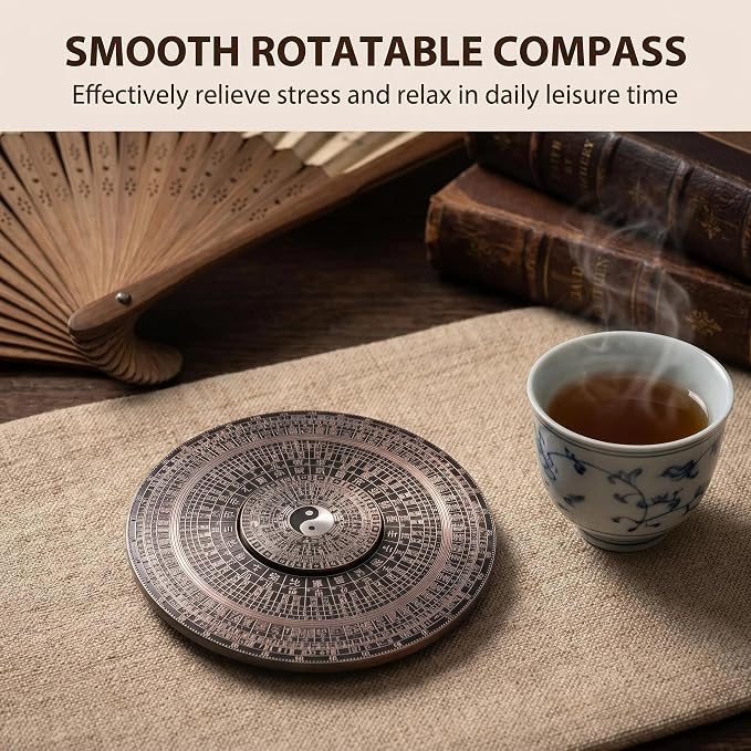 Bagua Metal Puzzles Set with Feng Shui Compass, 8+1 Alloy Brain Teasers, Traditional Chinese Intellectual Puzzle Toys for Adults, Stress Relief Fidget Desk Toy & Gift for Puzzle Lovers