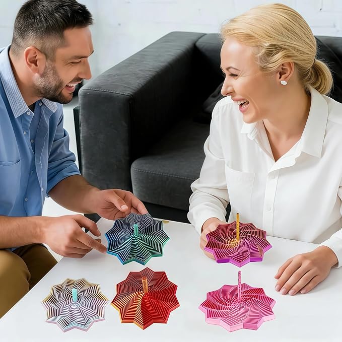 3D Printed Expanded Sensory Fidget Star - 2025 Sensory Fidget Star with Handle, Multi-Colored Whirling Spiral 3D Fidget Toy, Multiple Ways to Play for Adult Relieving Stress (Blue,4.3in)