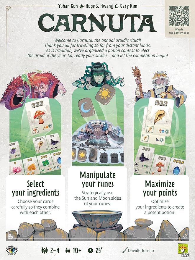 Carnuta Board Game | Potion Brewing Strategy Game with Acrylic Runes, Family Fun for Kids & Adults, Ages 10+, 2-4 Players, 30 Minute Playtime