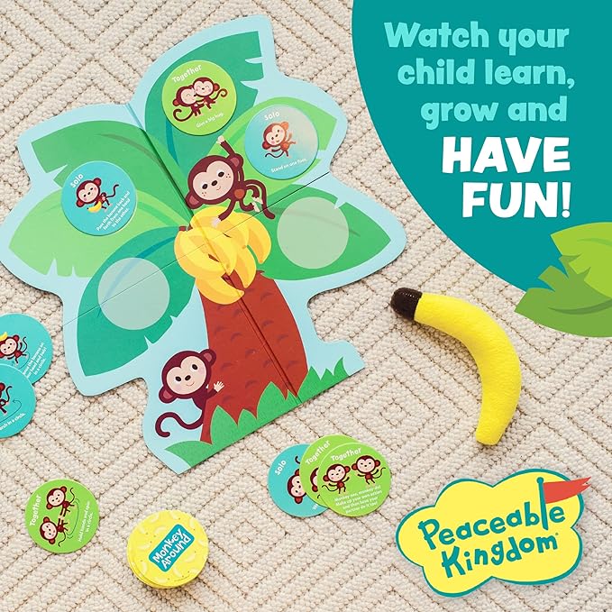 Peaceable Kingdom Monkey Around First Game for Toddlers Interactive play with Parent Ages 2+ | Active first game for toddlers—wiggle, hug and hop through 40 movement cards with a grown-up. Cooperative play, ages 2+